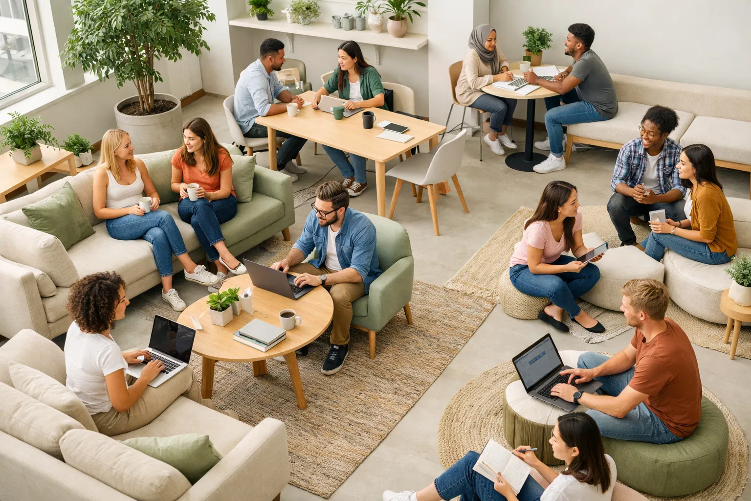 ZenSpace residents in a shared coliving lounge